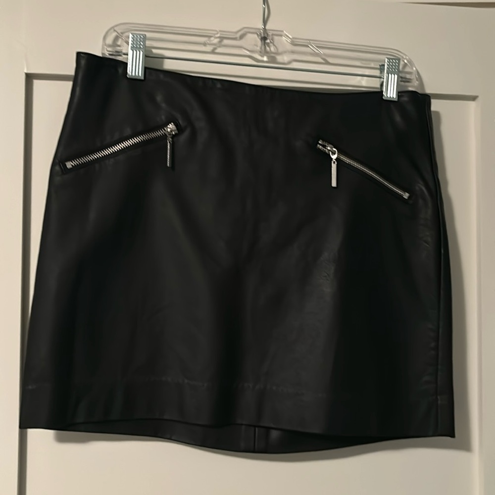 Black “leather” mini skirt